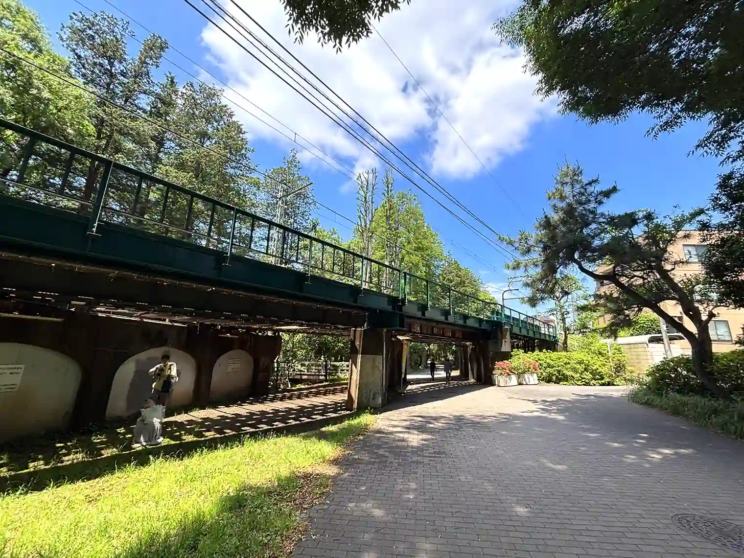 公園内を横切る京王井の頭線