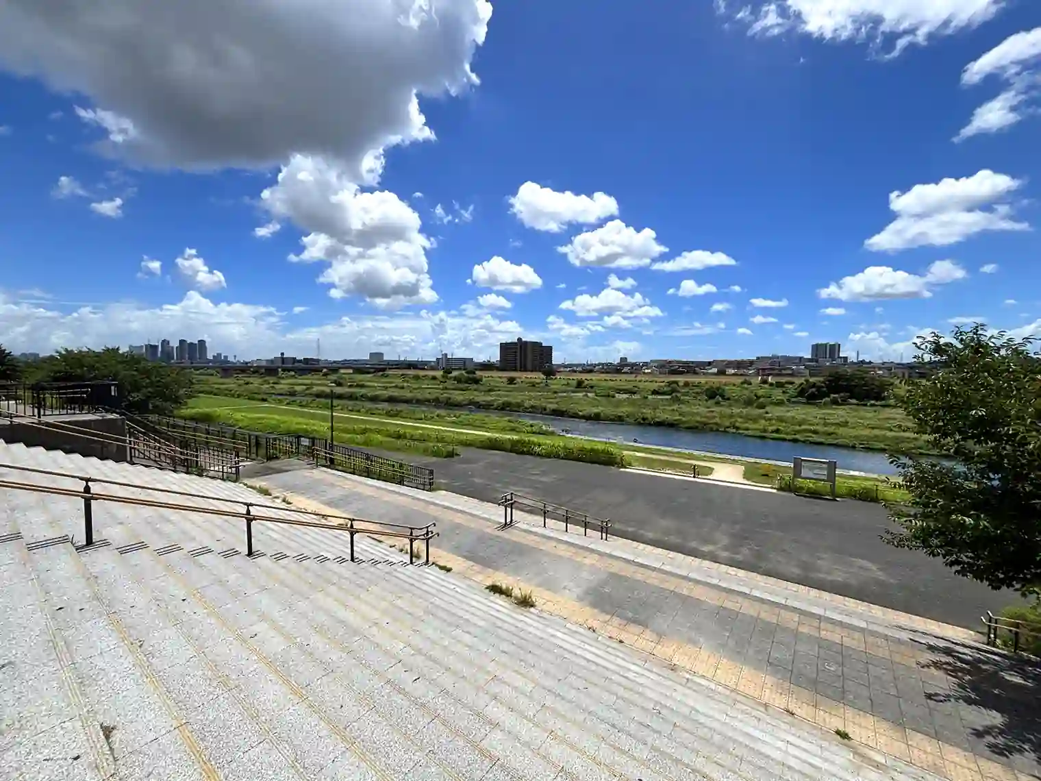 展望広場から見る多摩川河川敷