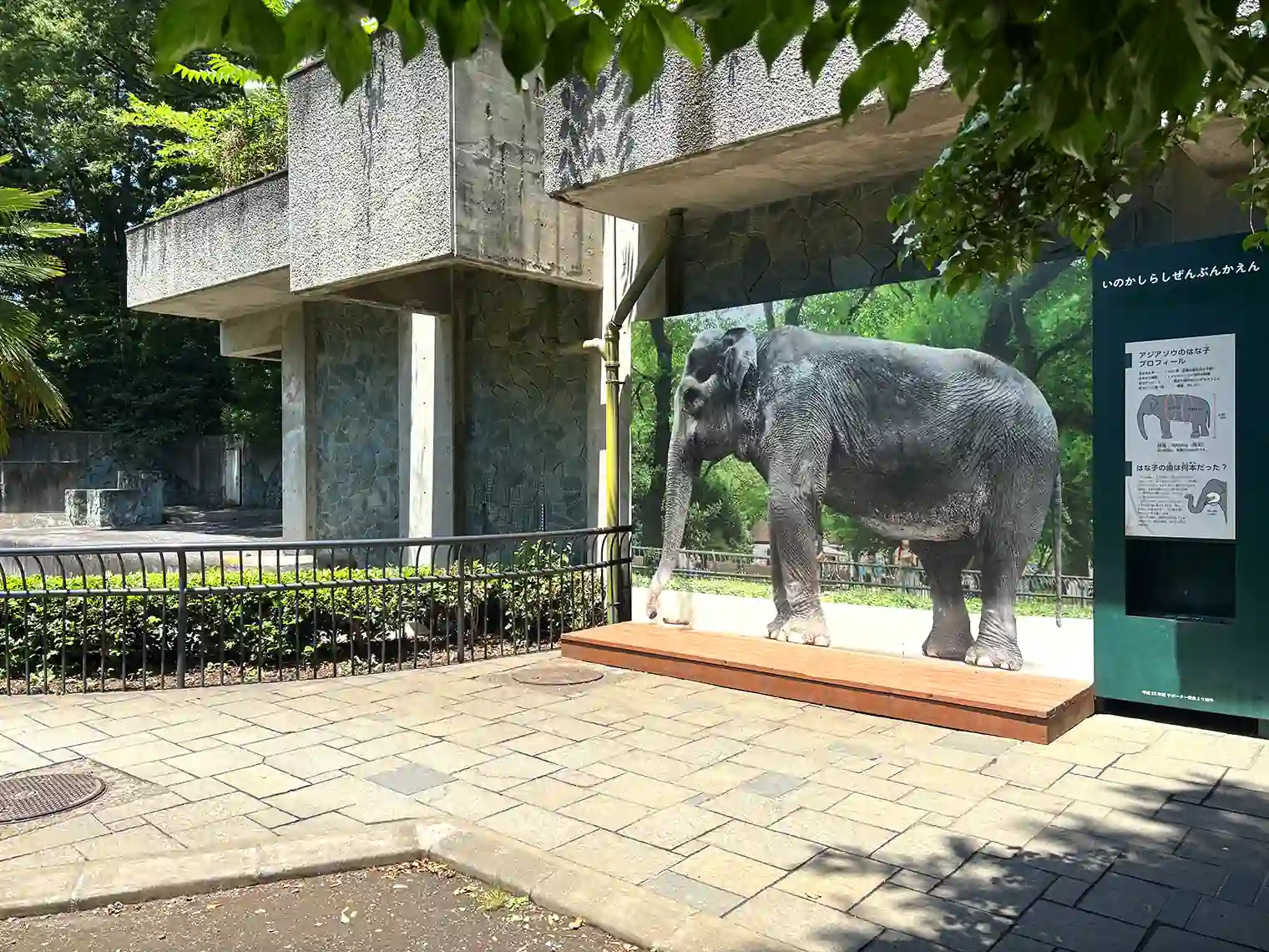 動物園（本園）のゾウ舎 ※アジアゾウ「はな子」が2016年5月まで暮らしてた。