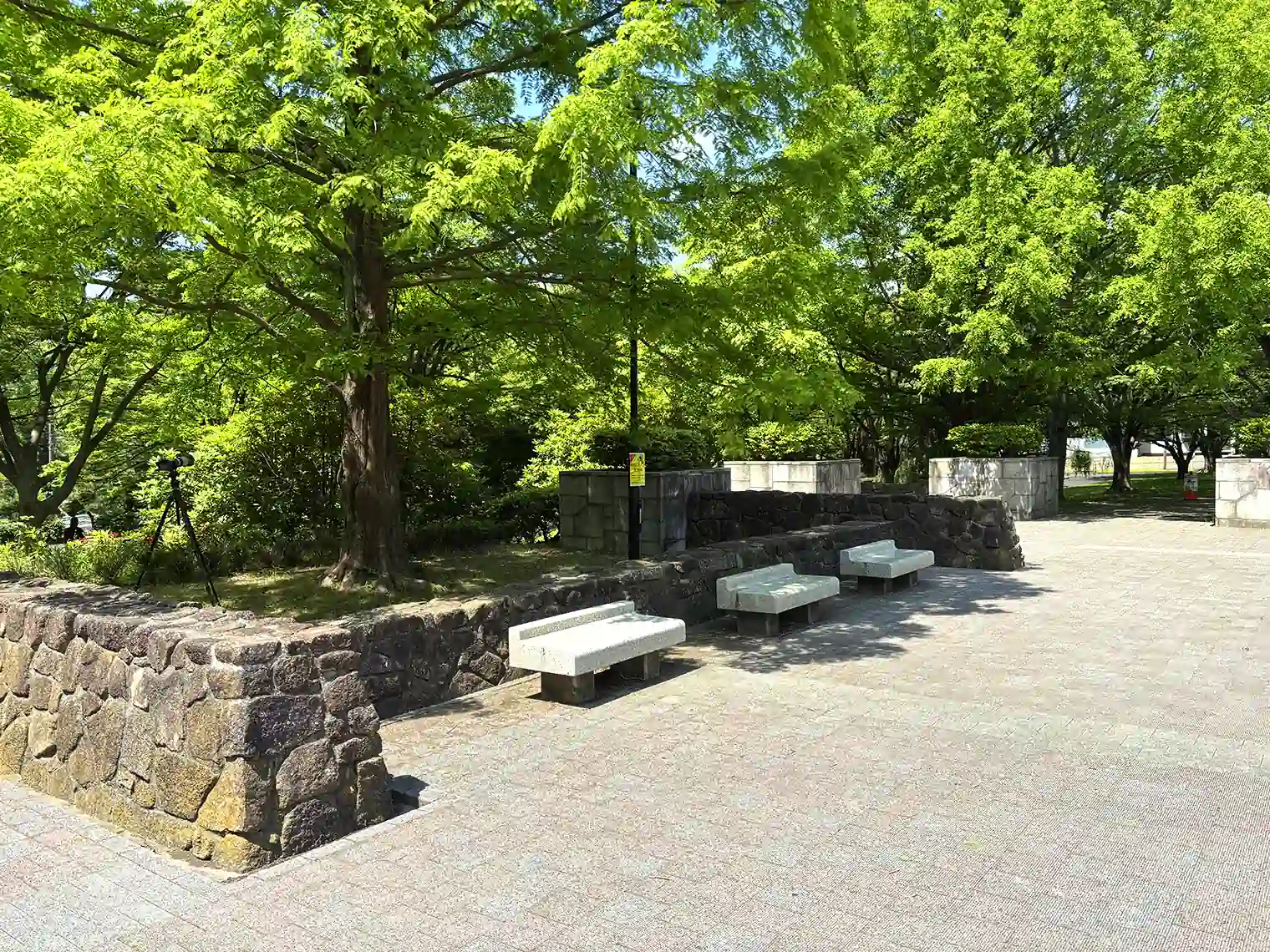 中央休憩広場の石ベンチ（B地区）